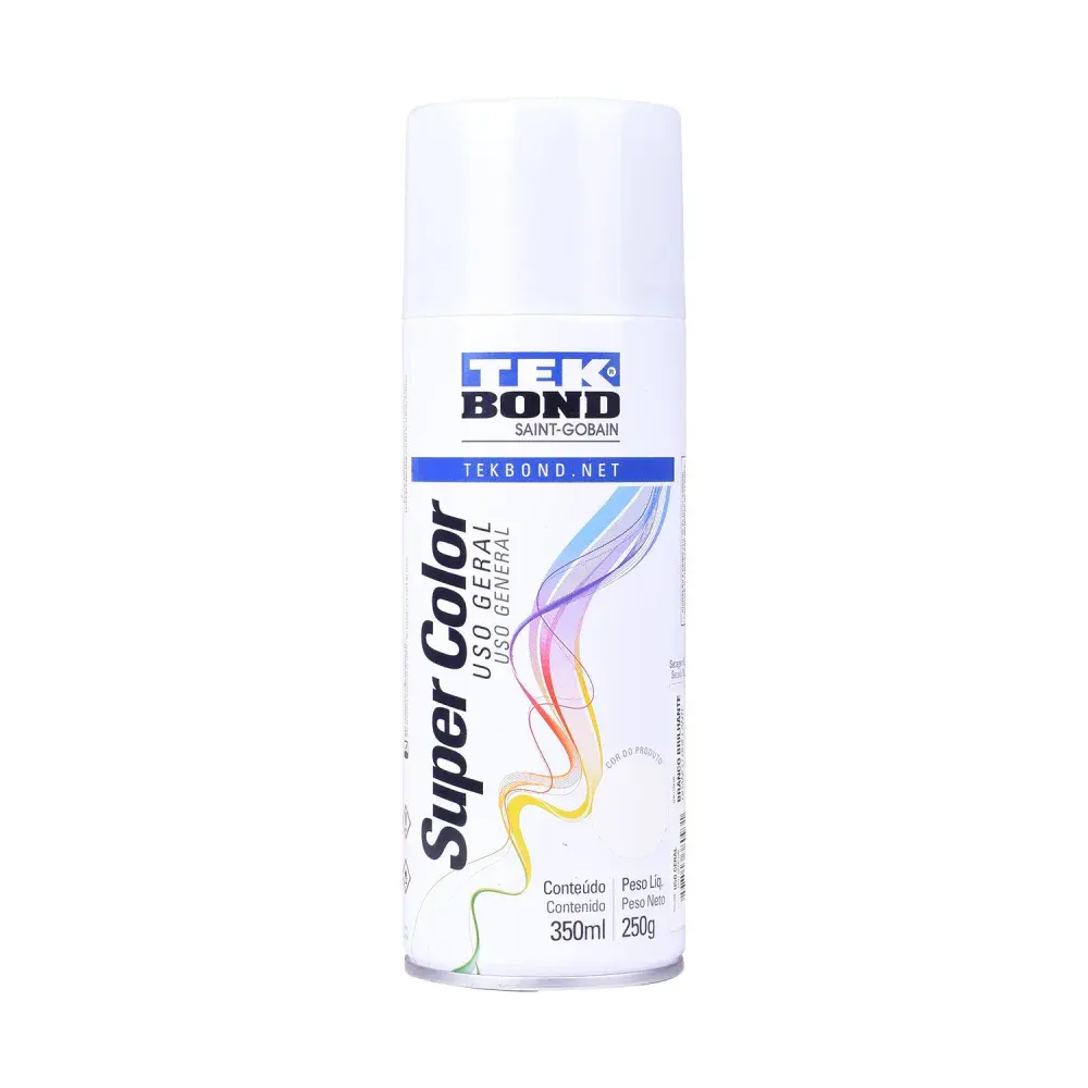 Tinta spray uso geral branco brilho 350ML Tekbond
