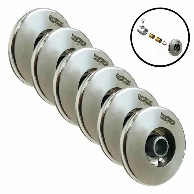 Dispositivo de hidromassagem em aço inox para piscinas kit 6 peças Sodramar — fotografia de referência