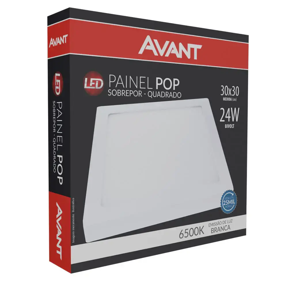 Kit 3 Unidades Plafon Painel 24w Quadrado Sobrepor 6500k bivolt AVANT — fotografia 2