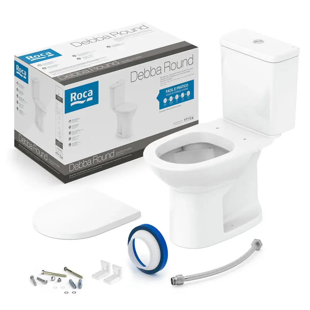 Kit bacia com caixa acoplada debba round 3/6L branco Roca