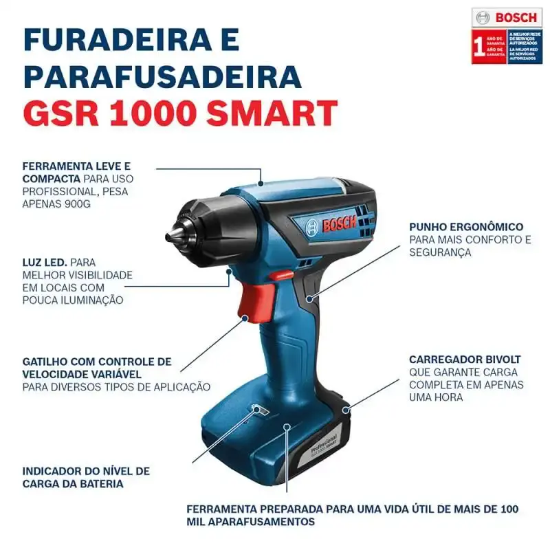Parafusadeira e furadeira à bateria Bosch 12V bivolt led lithium+ kit de brocas — fotografia 7