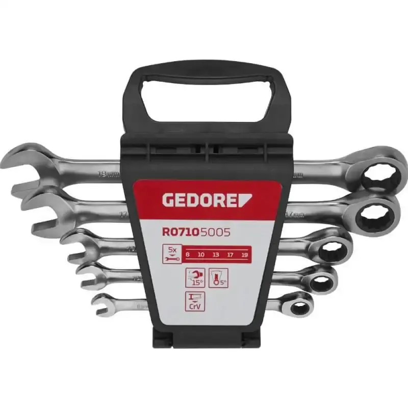 Jogo de chave combinada com catraca de 8 à 19 MM com 5 peças R07105005 Gedore RED — fotografia de referência