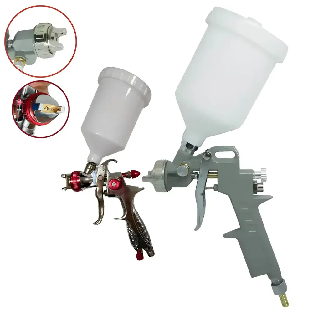 Kit 2 pistolas de pintura gravidade bico 1.5MM e 1.3MM 600ML Evald — fotografia de referência