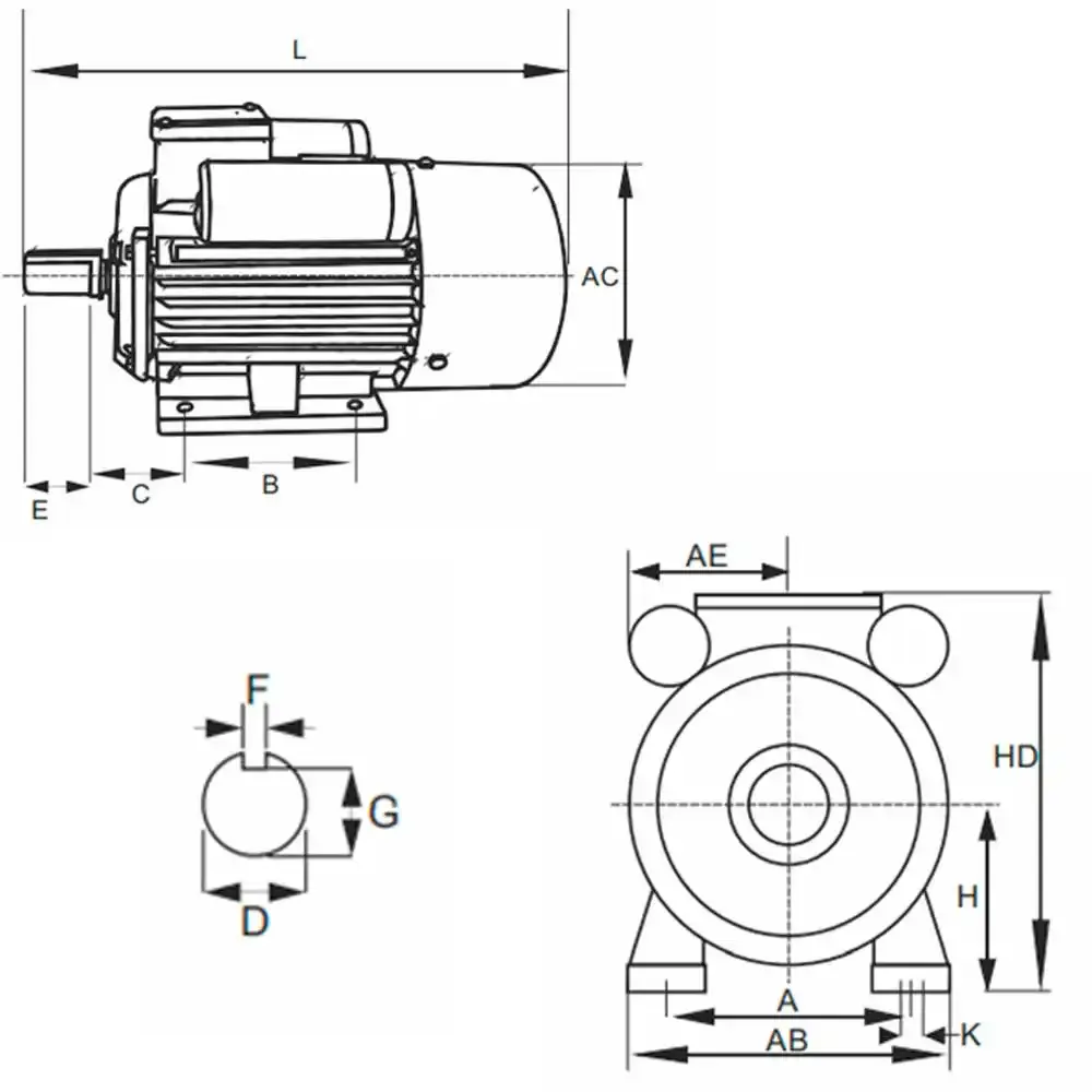 Motor elétrico 2P monofásico 2,0CV IP44 YL90S-2 Lynus — fotografia 5