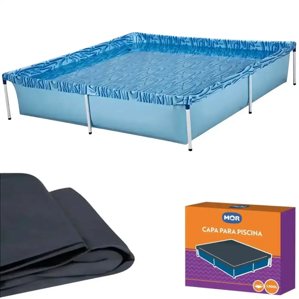 Piscina com armação 1.500L 42X189X189CM e capa para piscina 1500L Mor — fotografia de referência