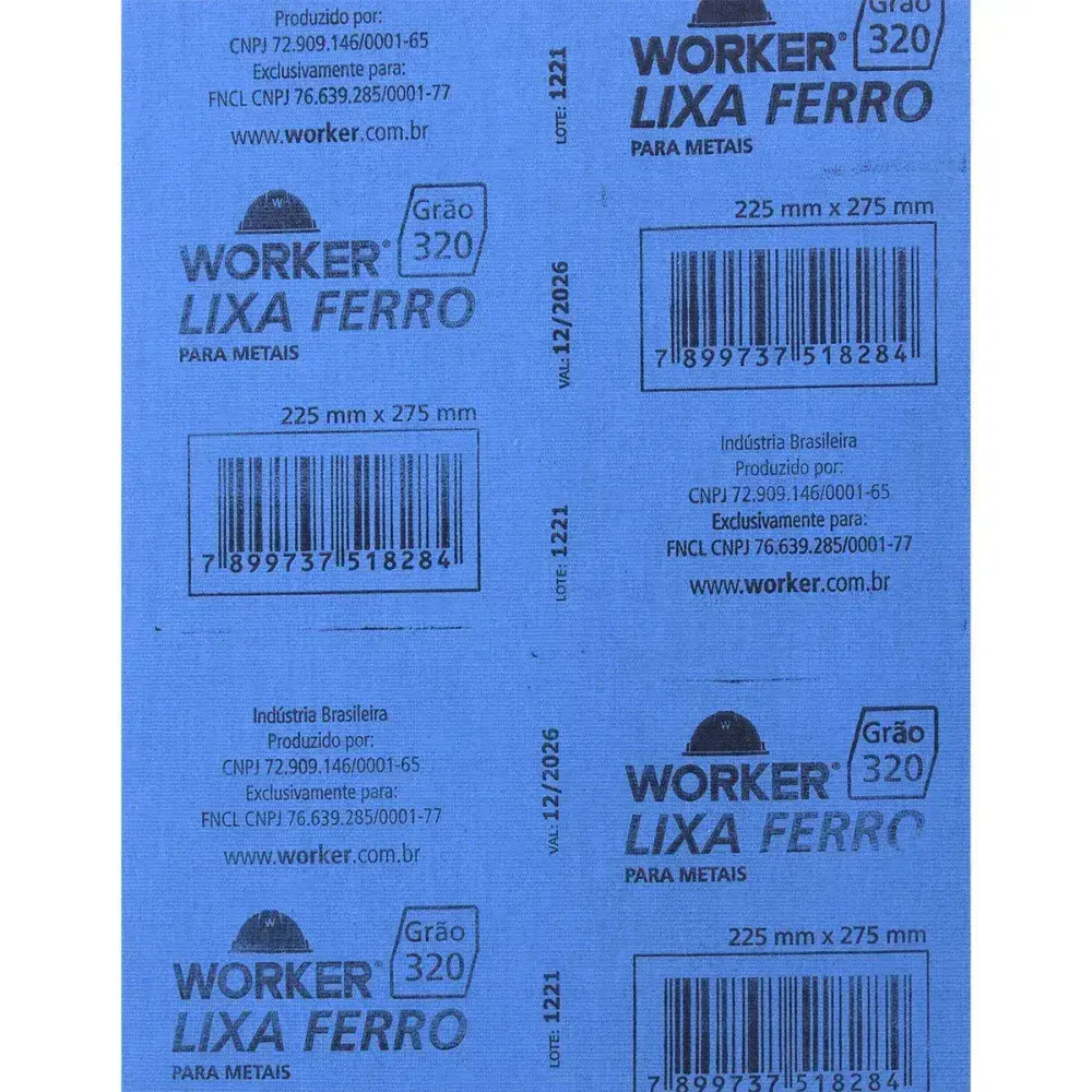 Lixa ferro para acabamento em metais grão 320 Worker — fotografia 7
