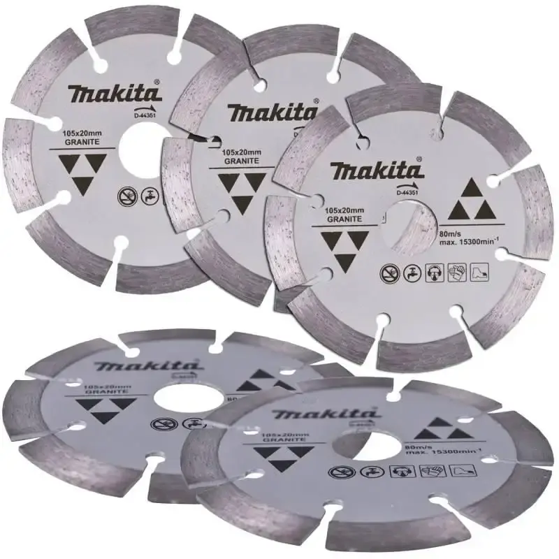 Disco de corte diamantado 4.1/8 POL 105 MM para granito D-44351 kit com 5 peças Makita — fotografia de referência