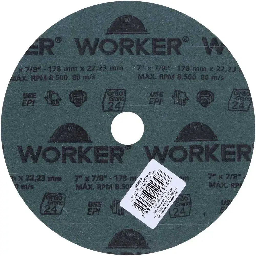 Disco de lixa de fibra 7 x 7/8 grão 24 Worker — fotografia 5