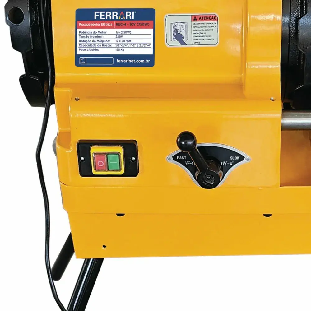 Rosqueadeira elétrica REC-4 1C 1/2" a 4" npt 220V da Ferrari — fotografia 5