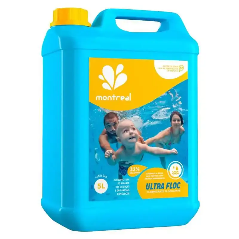 Cloro algicida anti algas + floculante clarificante para piscinas 5 litros Montreal — fotografia 3