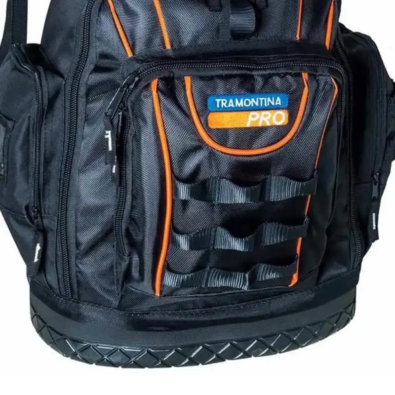 Bolsa em lona para ferramentas tipo mochila 23 bolsos base emborrachada Tramontina — fotografia 4