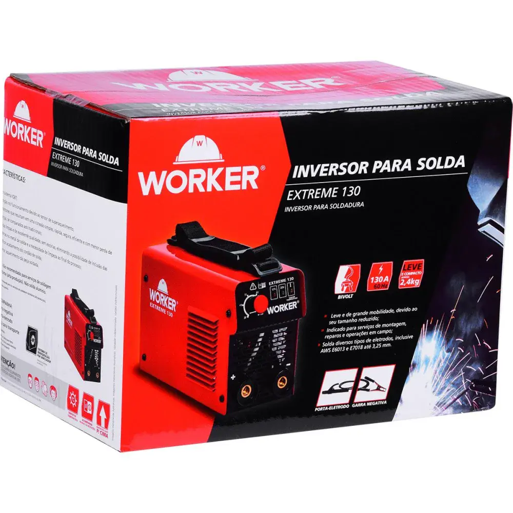 Inversor de solda extreme 130 igbt 5,5KVA 130A bivolt Worker — fotografia 5