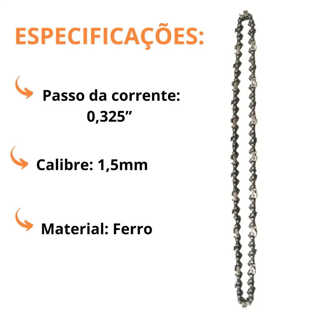 Corrente Motosserra 52 Elos 1,5 mm para Sabre 14 POL EVALD — fotografia 4