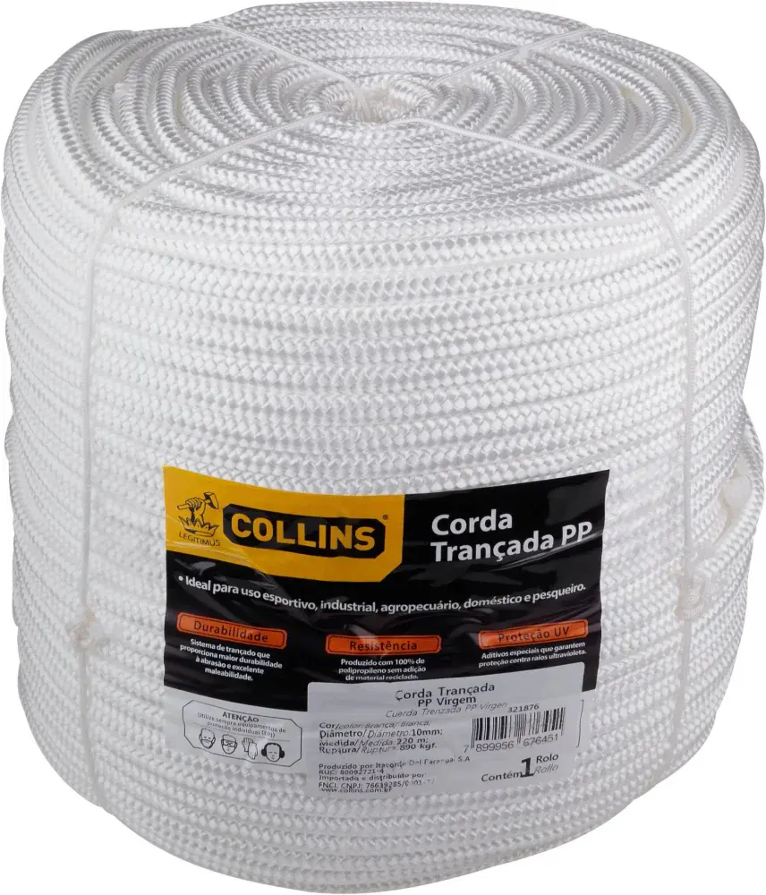 Corda trançada polipropileno 10MM x 220M rolo Collins — fotografia 4