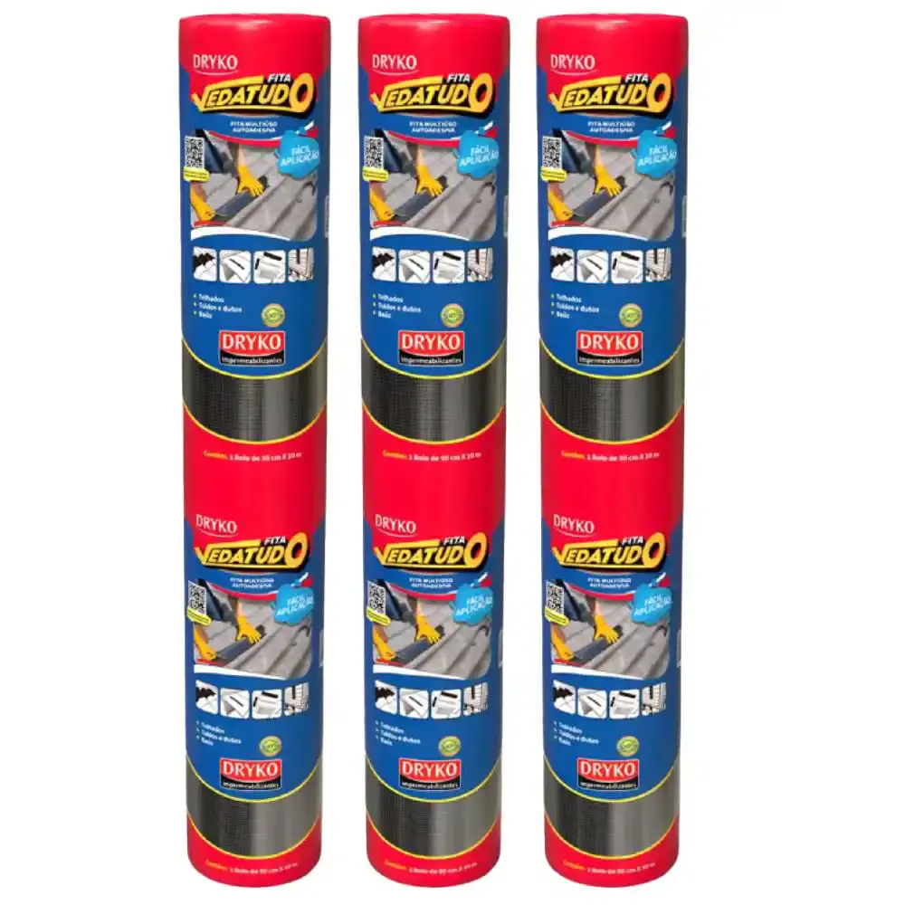Fita autoadesiva asfáltica 90CM x 10M 3 unidades Dryko — fotografia de referência