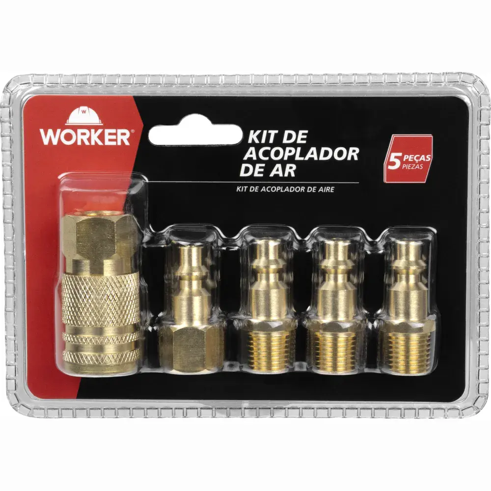 Kit acoplador rápido ar 1/4" 5 peças Worker