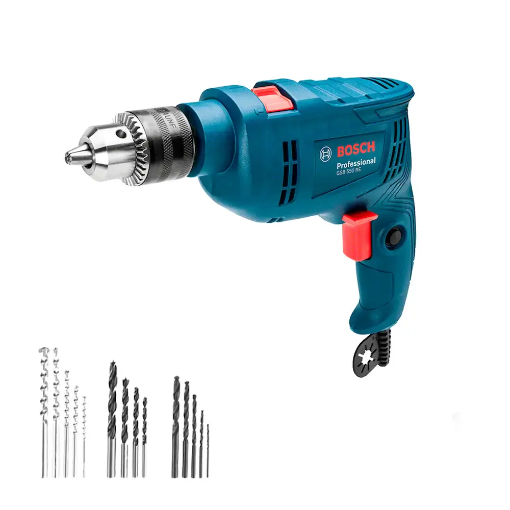Furadeira de impacto Bosch GSB 550 550W 127V 14 acessórios 110 V — fotografia de referência