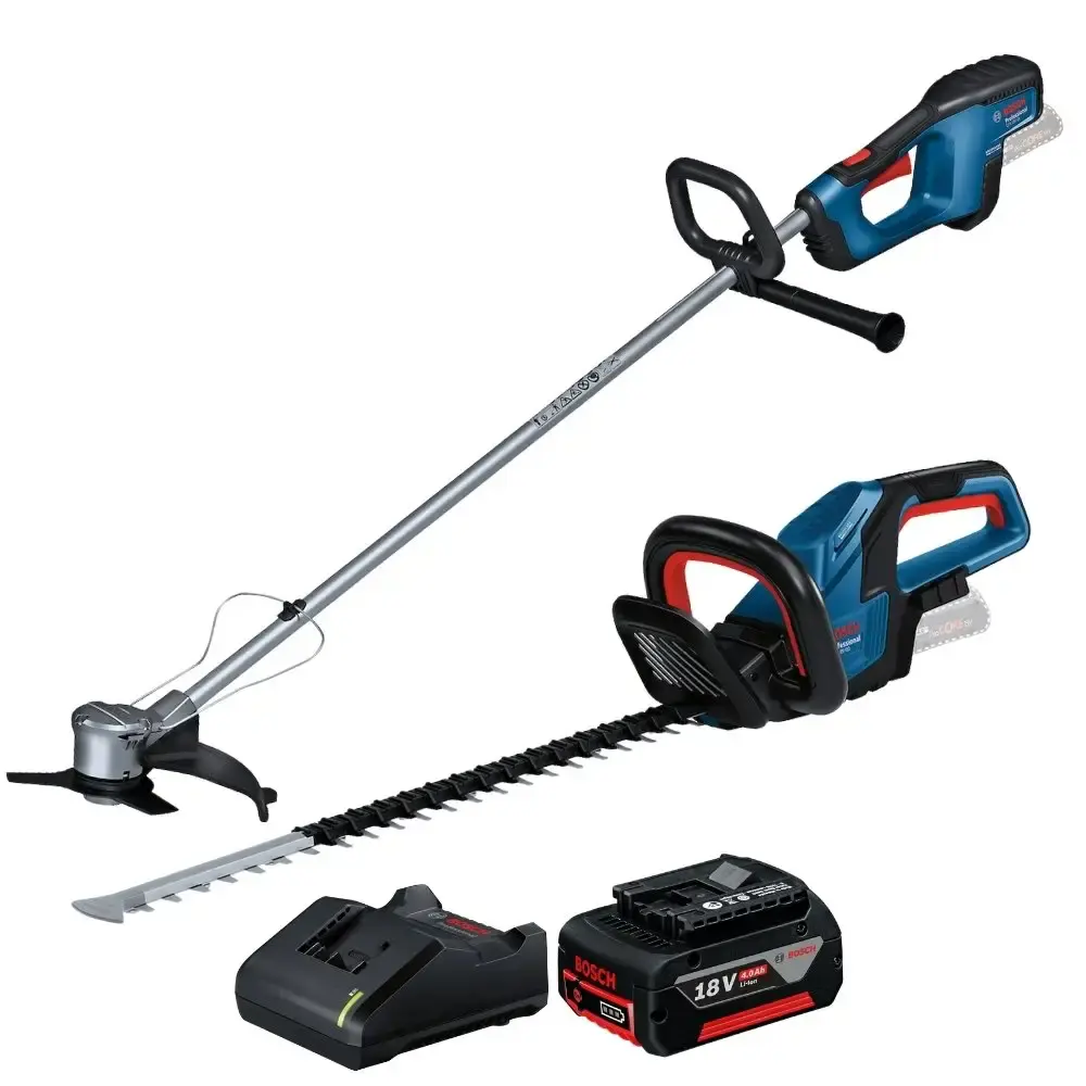 Roçadeira GRF 18V-23 com aparador de cerca viva e bateria 18V 4,0AH carregador bivolt Bosch — fotografia de referência