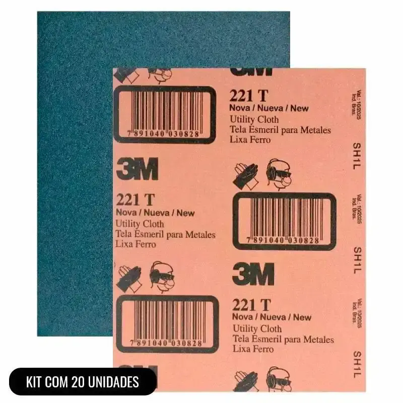 Lixa pano metal para ferro grana 80 221T kit com 20 unidades 3M — fotografia de referência