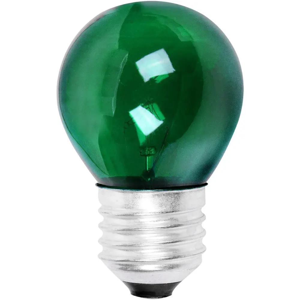 Lâmpada bolinha 15W E27 verde incandescente Liege 220V — fotografia de referência