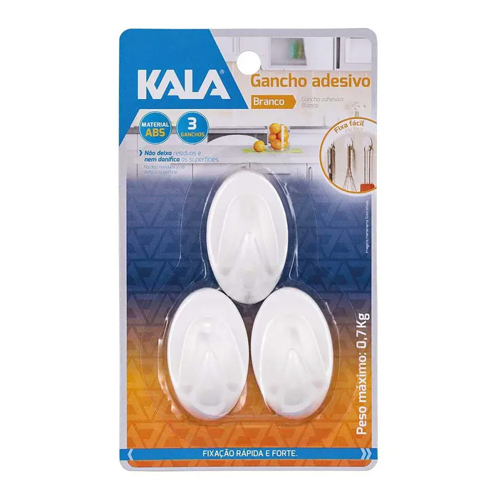 Gancho branco adesivo abs 0,7KG 3PCS Kala — fotografia de referência