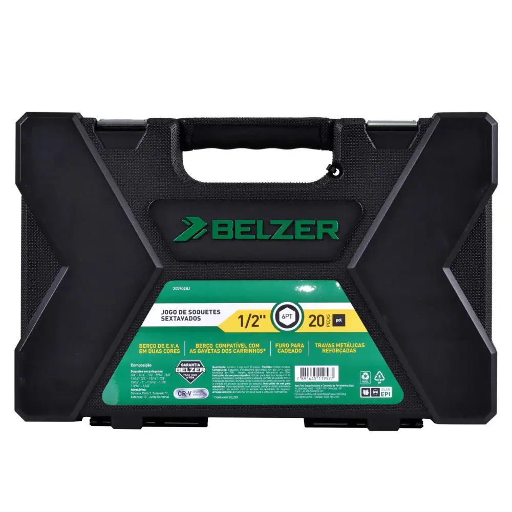 Jogo de soquete 3/8” a 1.1/4” encaixe 1/2” Belzer - 20 peç — fotografia 5