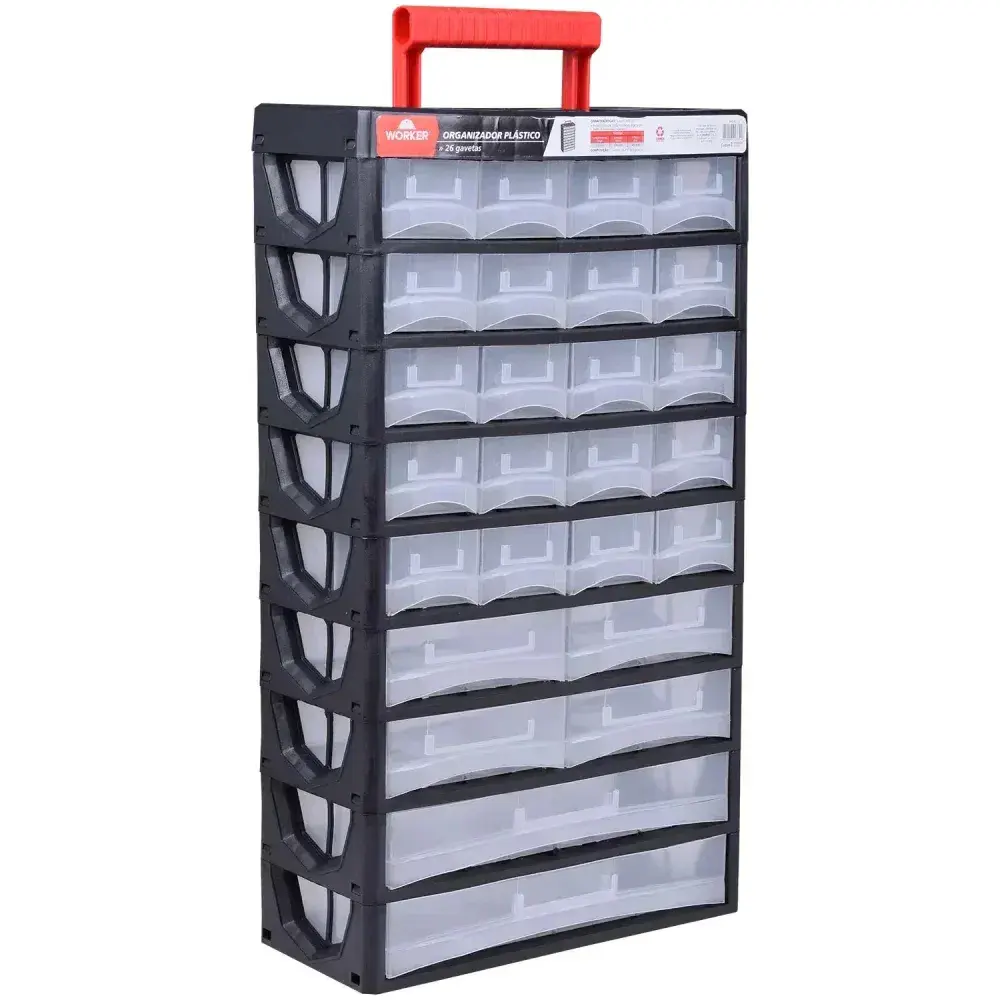 Organizador plástico 26 gavetas 31,5X14X56,5CM Worker — fotografia 6