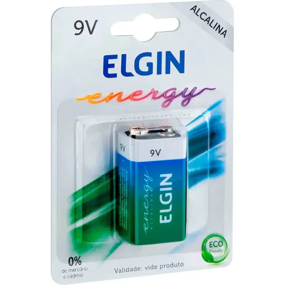 Bateria alcalina energy 9V Elgin — fotografia 3