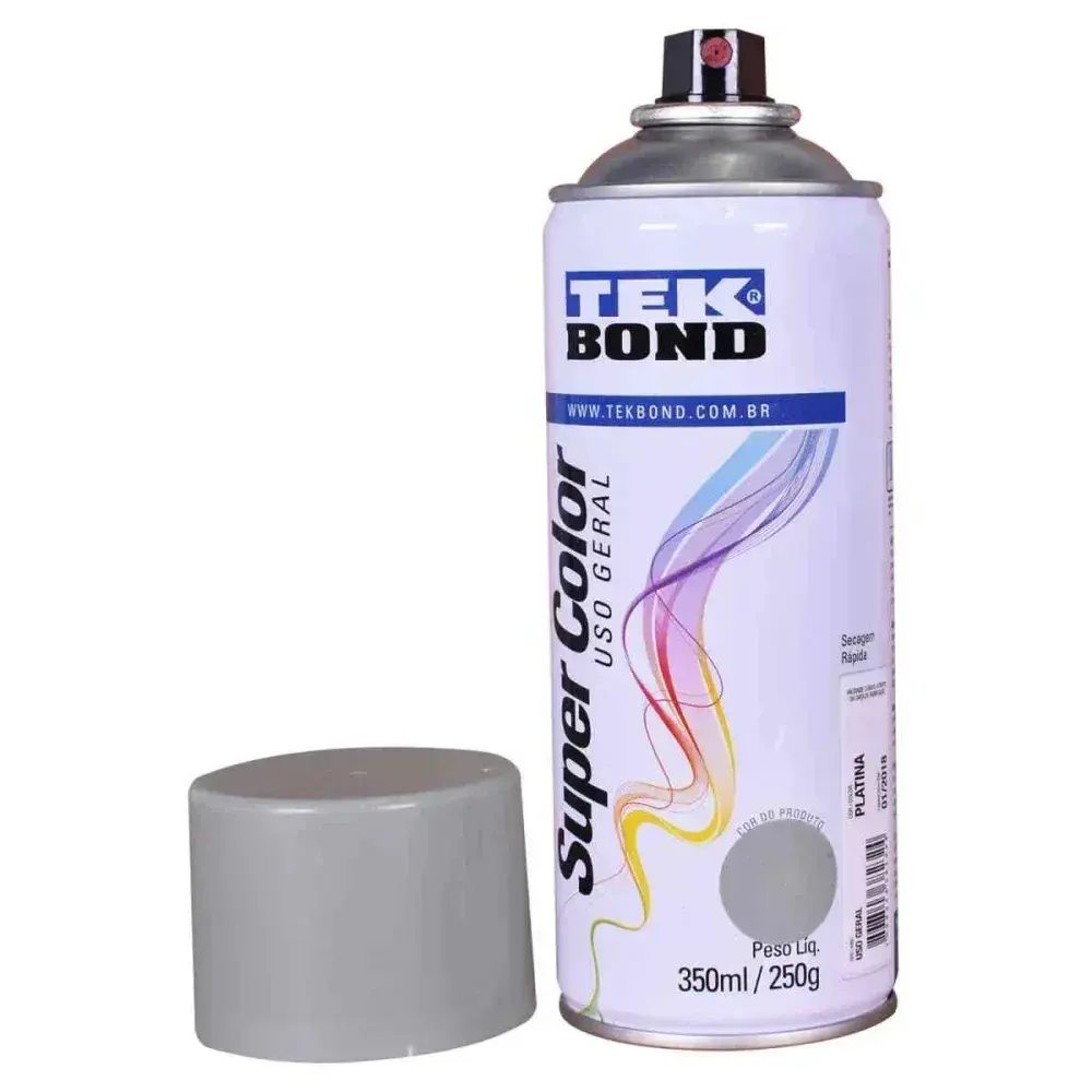 Tinta spray uso geral platina 350ML Tekbond — fotografia 6