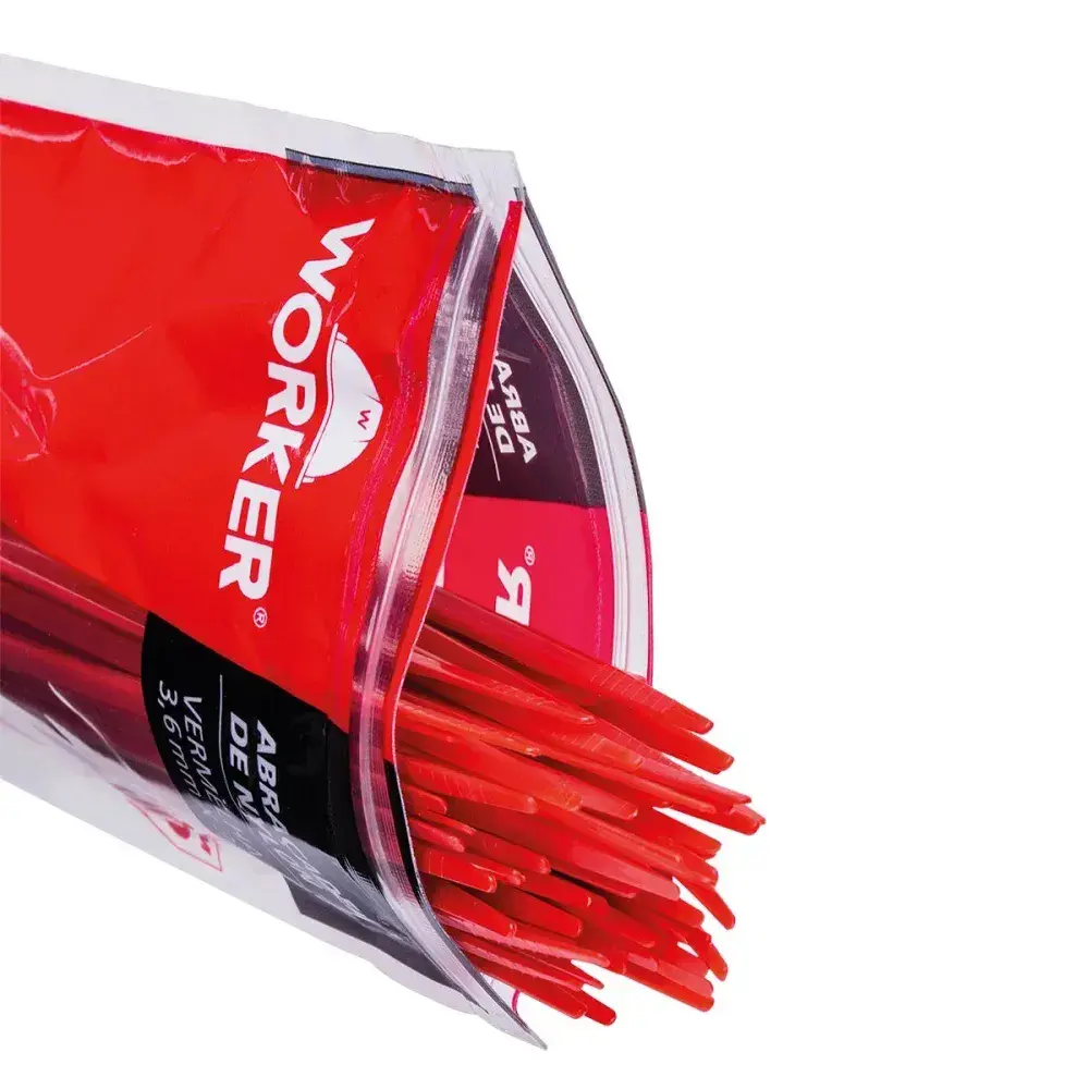 Abraçadeira de nylon vermelha com 100 peças 3,6X300MM Worker — fotografia 3