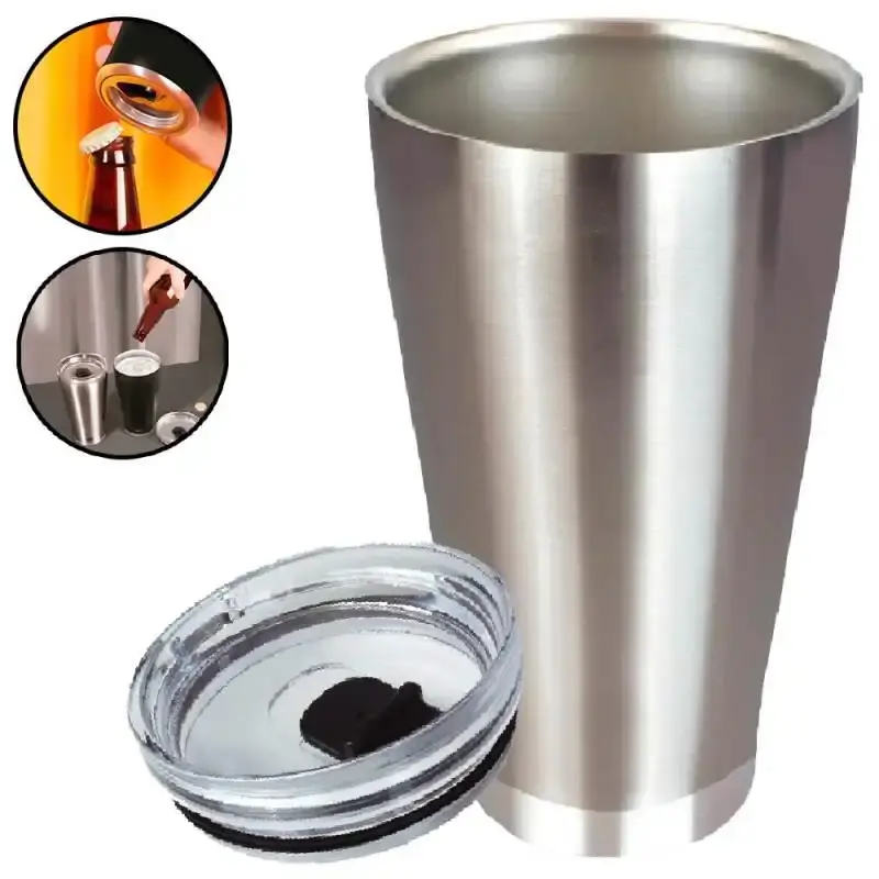 Copo Térmico de Cerveja Inox 700 ML c/ Tampa e Abridor - Conserva até 26h - MOR — fotografia 7