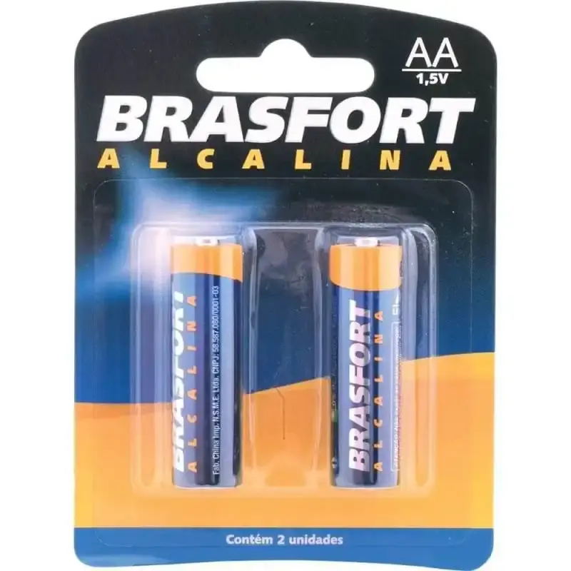 Pilhas alcalinas kit com 2 pequenas AA + 2 palitos AAA Brasfort — fotografia 2