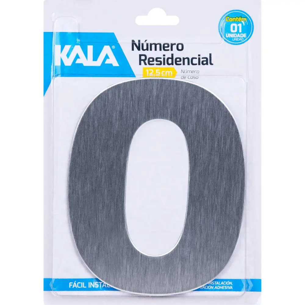 Número residencial N°0 aço escovado 12,5CM Kala — fotografia de referência