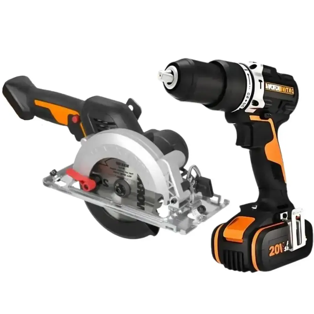 Parafusadeira e furadeira de impacto brushless 1/2POL com 2 baterias e carregador serra circular 20V worx Positec — fotografia 2