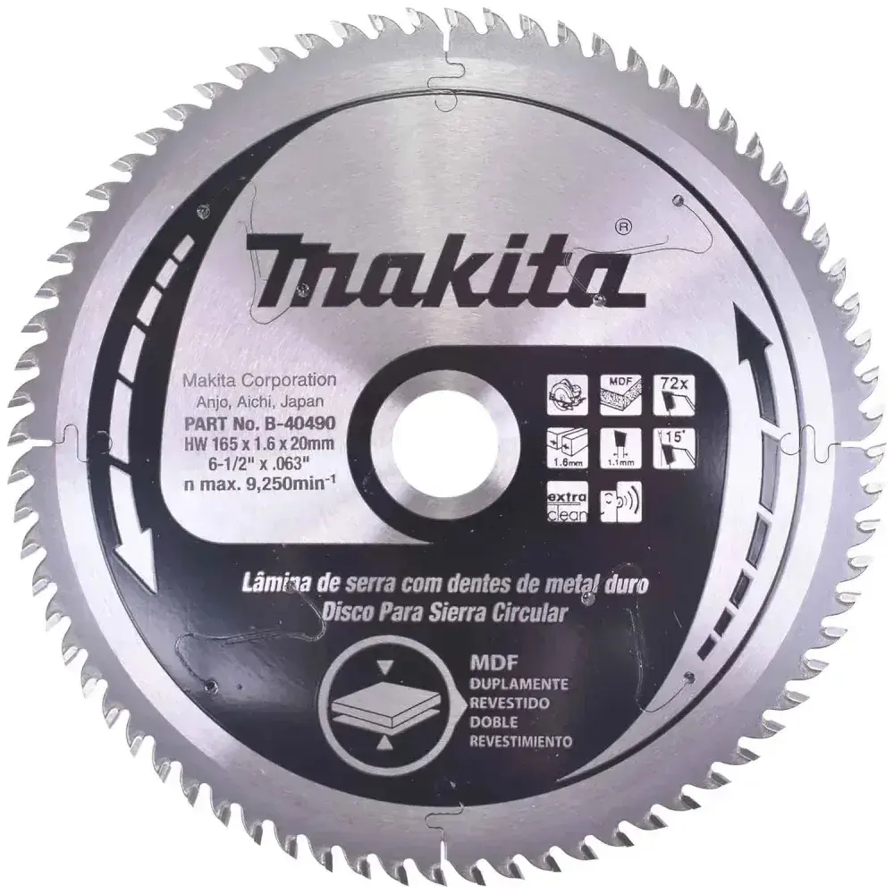 Disco de serra 165 x 20MM para mdf 72 dentes B-40490 Makita — fotografia 5