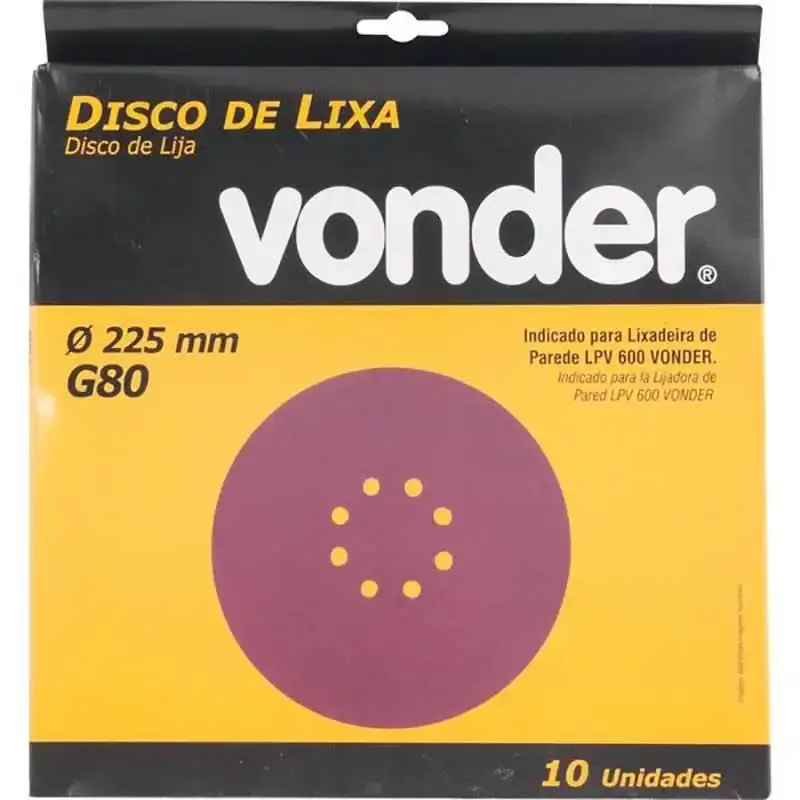 Disco de lixa para lixadeira de teto LPV 600 e LPV 1000 grão 80 kit 10 unidades Vonder — fotografia 4