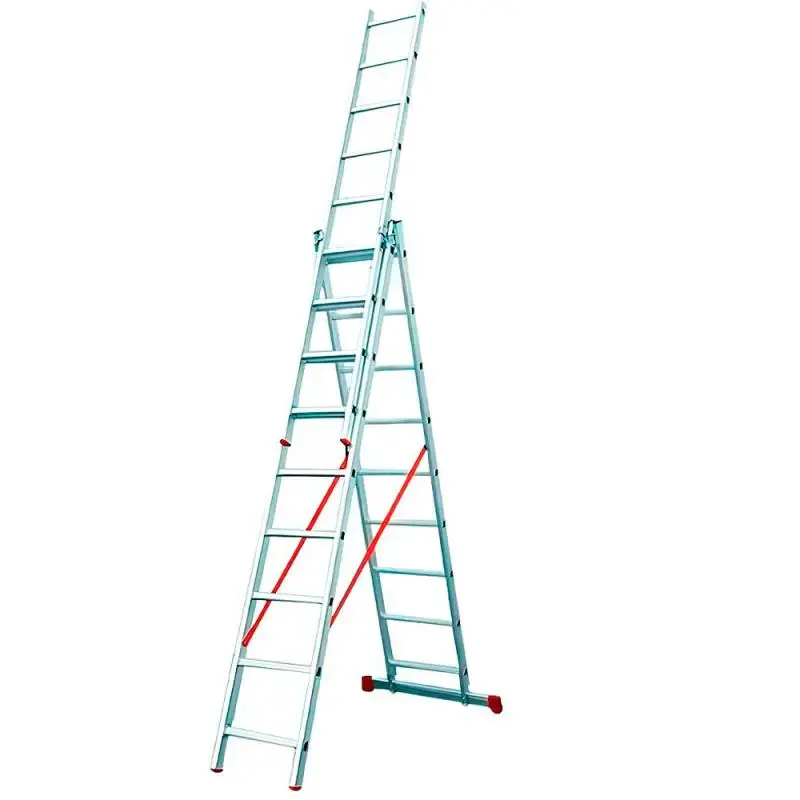 Escada de alumínio tripla extensiva 3 x 9 degraus Evald — fotografia de referência