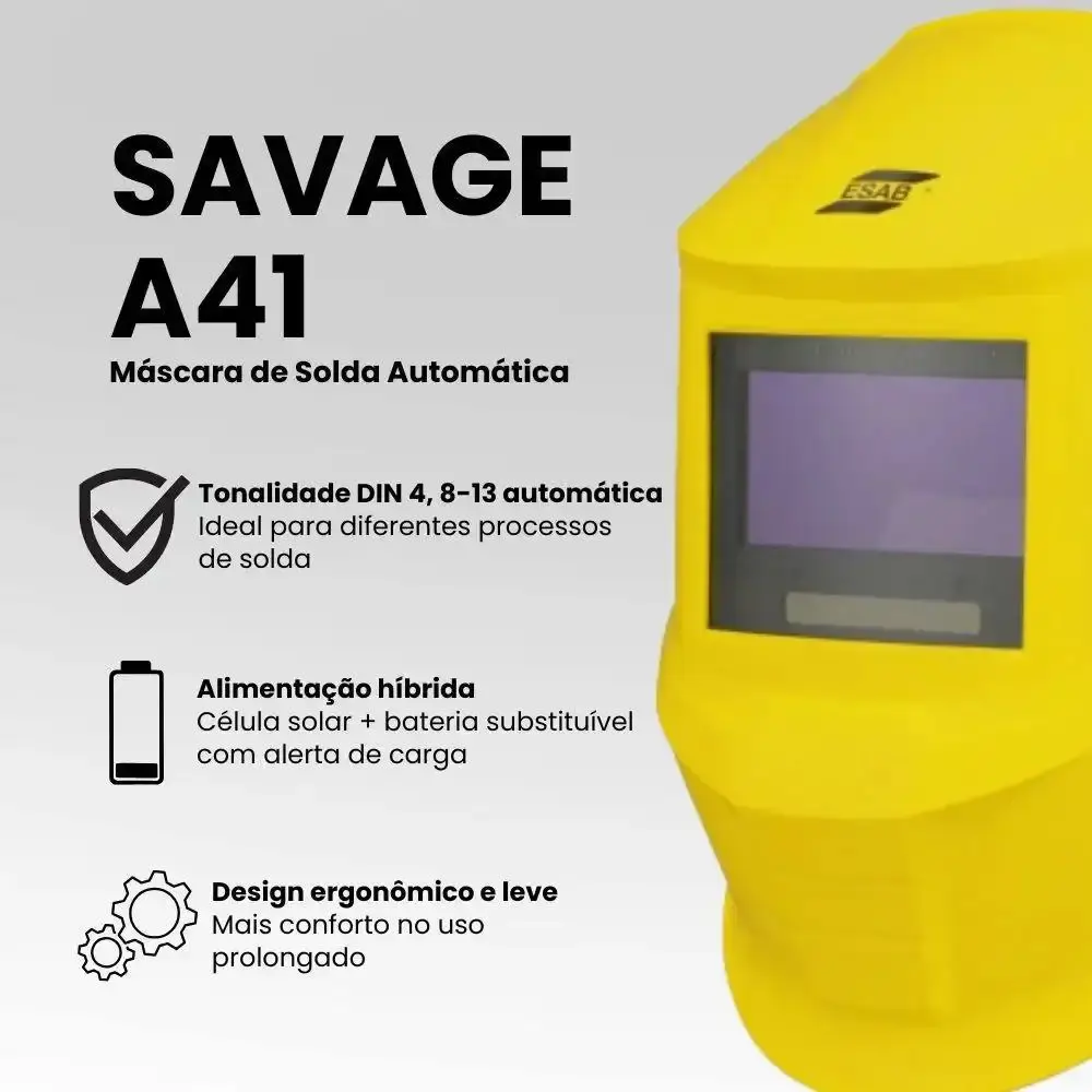 Máscara de solda automática savage A41 amarela 753324 Esab — fotografia 3