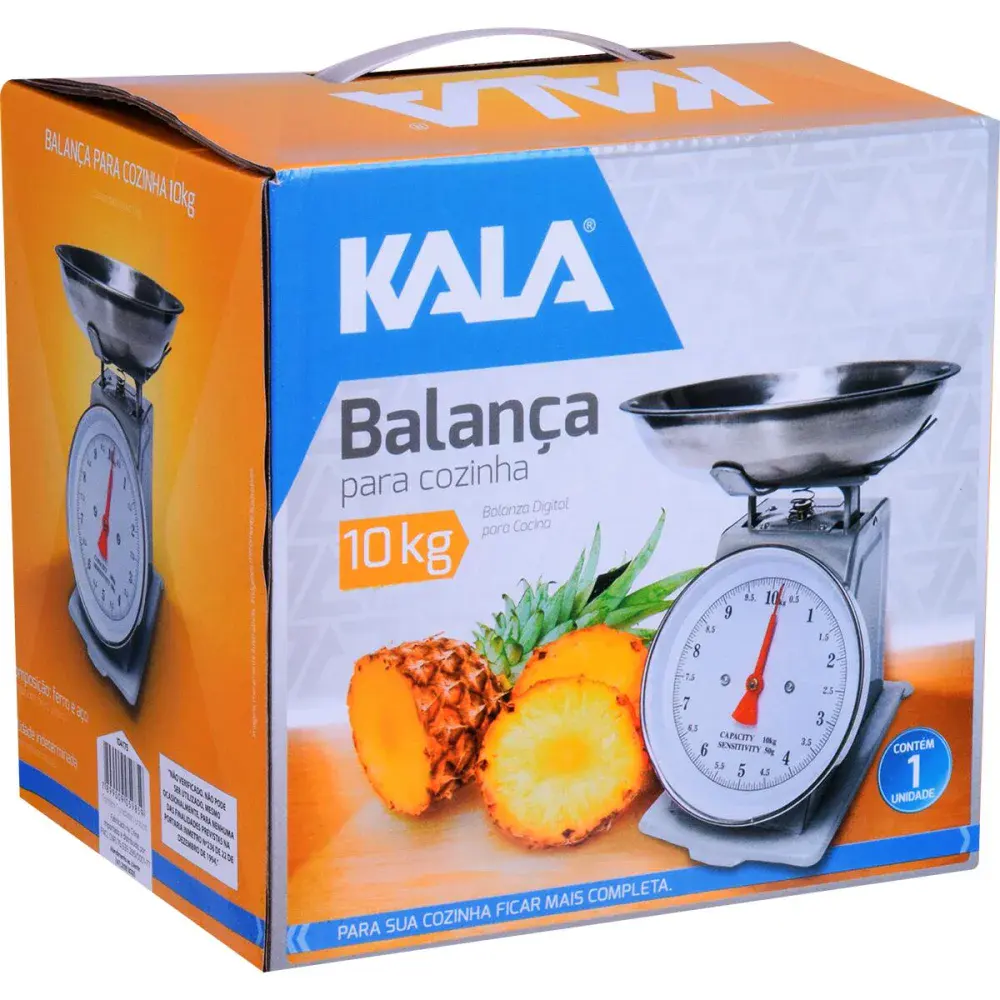 Balança para cozinha mecânica cromada 10KG Kala — fotografia 5