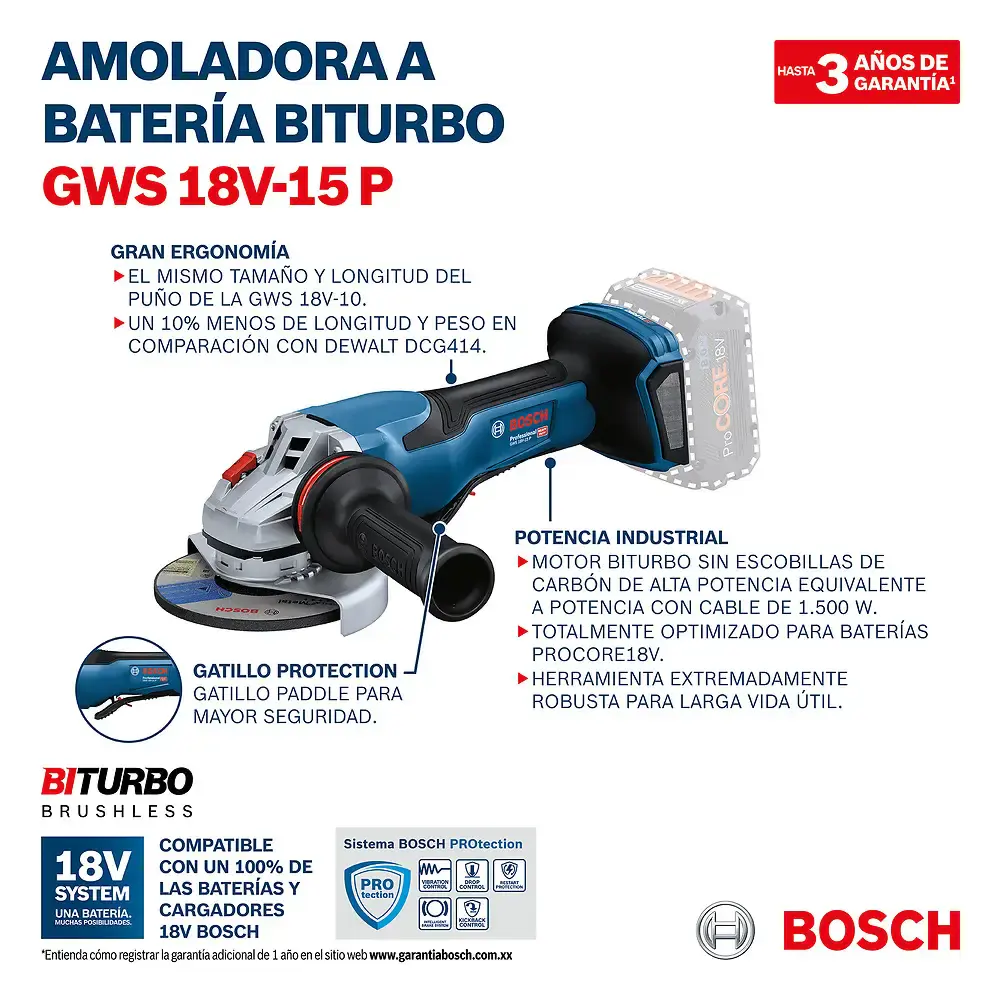 Esmerilhadeira 5 pol brushless sem bateria GWS18V-15P Bosch — fotografia 6