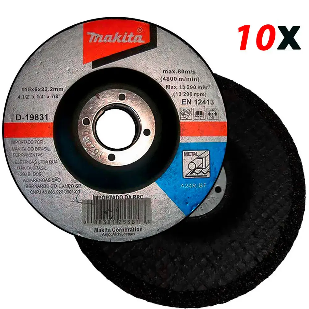 Disco de desbaste 4.1/2 POL 115 MM para metal D-19831 kit 10 unidades Makita — fotografia de referência
