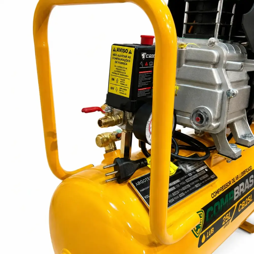 Compressor portátil lub 8,6PÉS 2HP 25 litros com kit multiuso 5 pçs evald tractor combrasil 220 V Compbrasil — fotografia 7