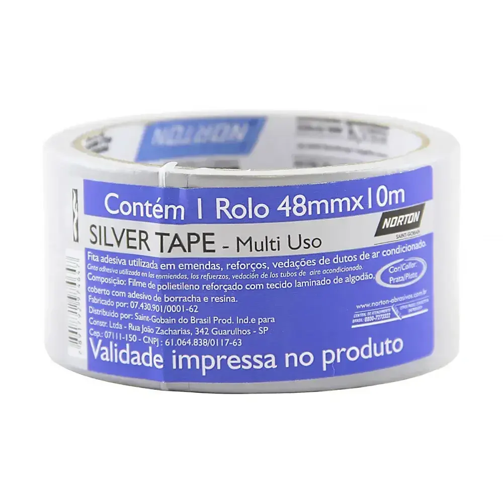 Fita silver tape prata 48MMX10M Norton — fotografia 3