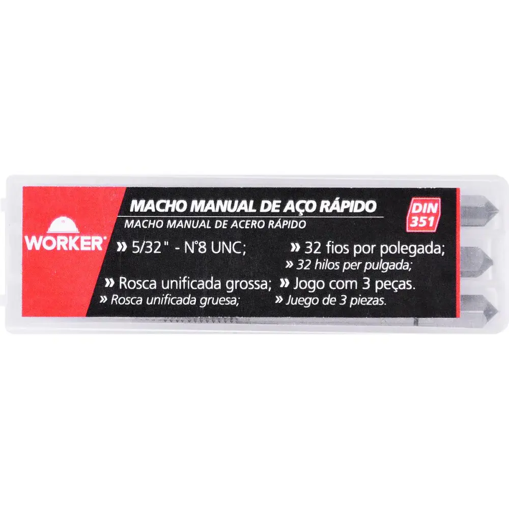 Jogo macho manual DIN351 unc 5/32 3 peç Worker — fotografia 5