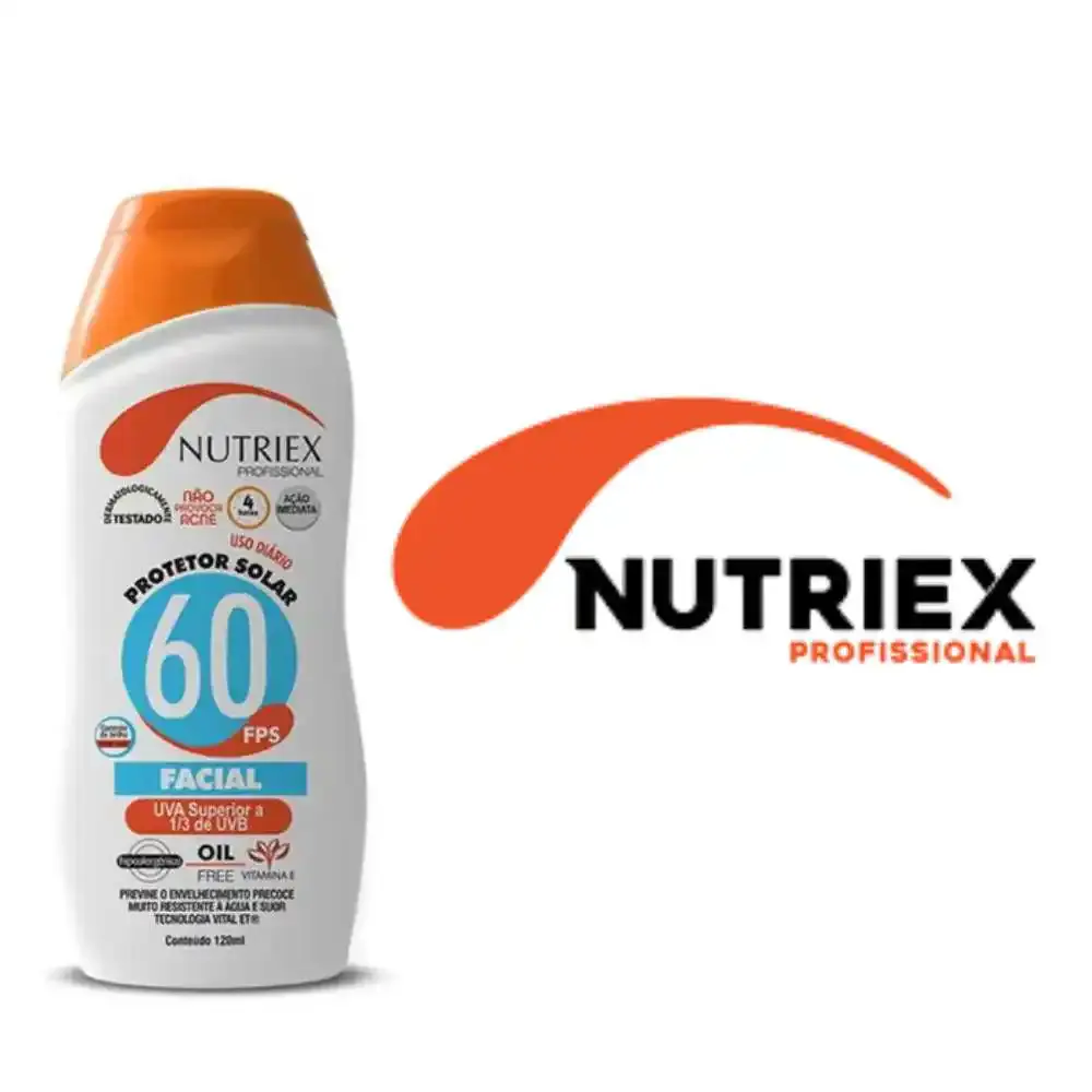 Protetor solar facial FPS 60 120 ML bisnaga Nutriex — fotografia 3