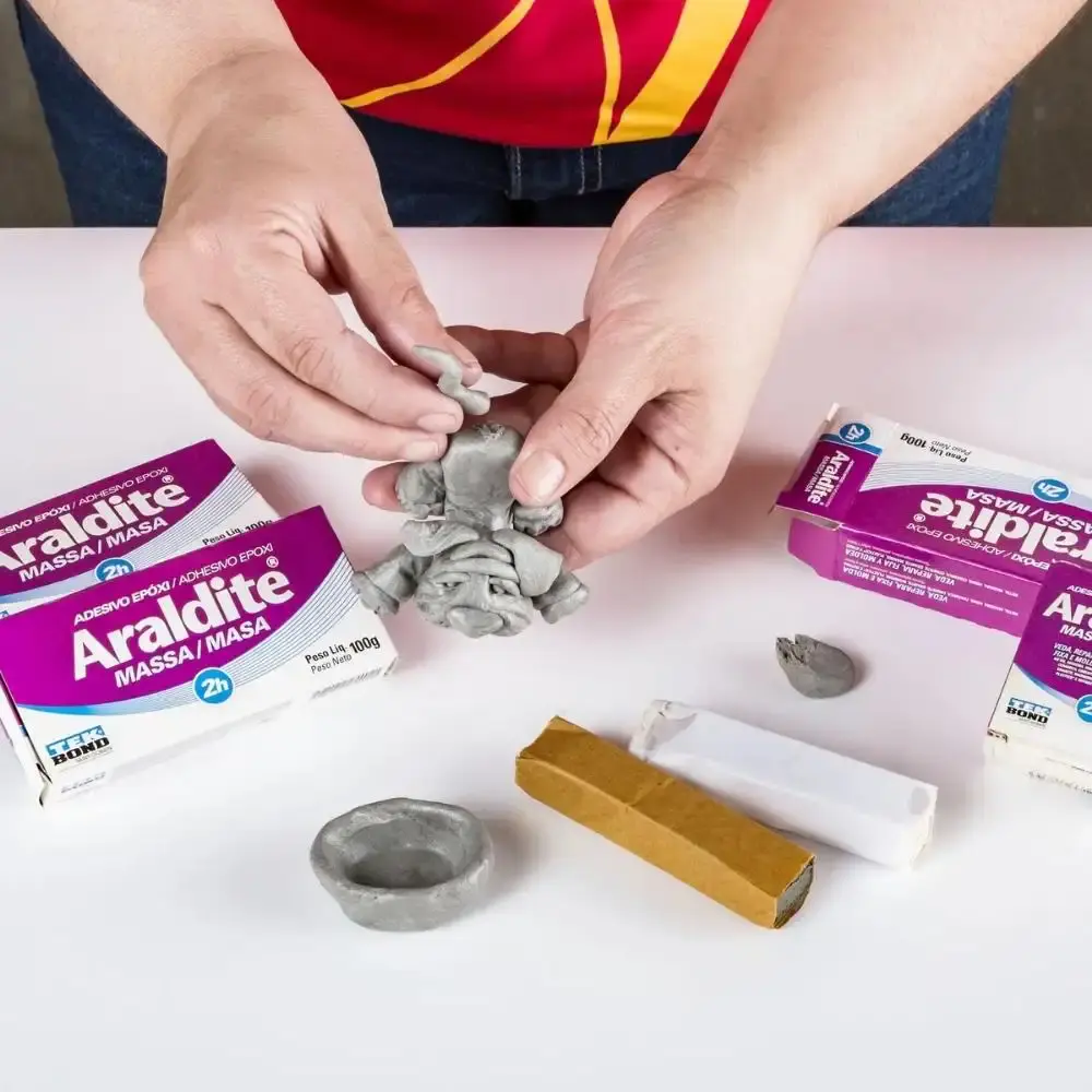 Cola massa epóxi 100G araldite com 6 unidades Tekbond — fotografia 4