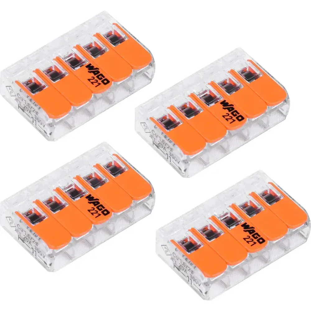 Conector emenda Wago 221 5 derivações 4MM 4 peç — fotografia 5