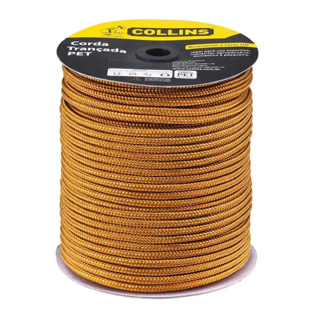 Corda pet trançada 3MM ouro rolo Collins — fotografia de referência
