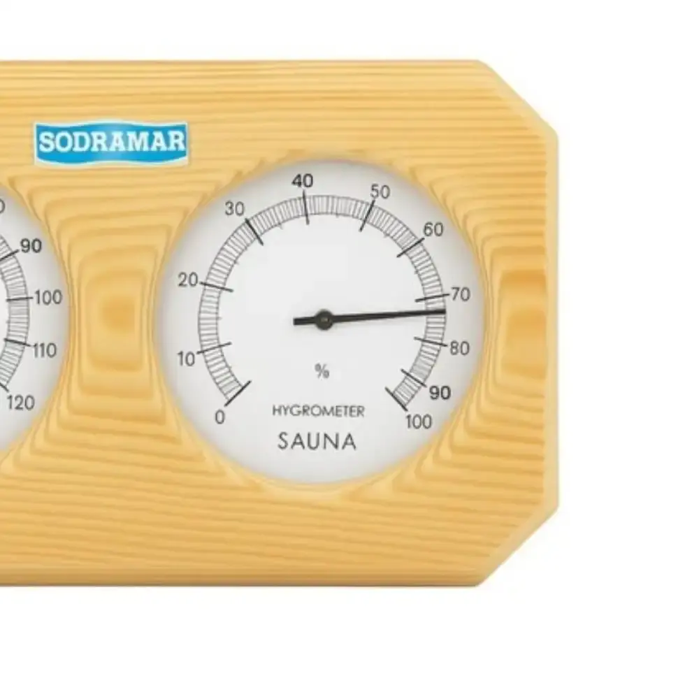 Medidor umidade e temperatura em madeira sauna seca Sodramar — fotografia 4