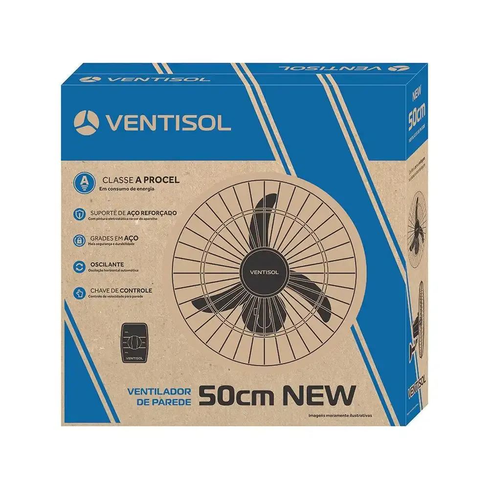 Ventilador de parede oscilante 50 CM 130W new comercial Ventisol 110V — fotografia 3